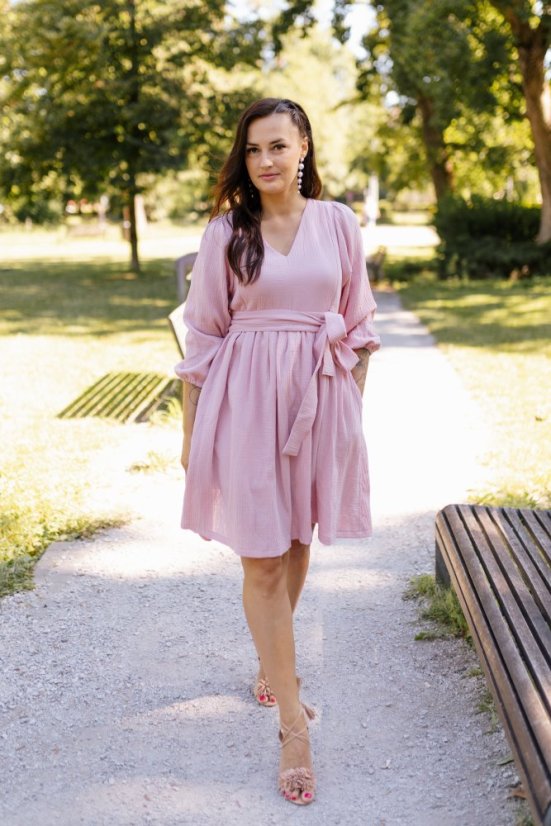 "Boho Breeze" dress MUM AND DAUGHTER - old pink - Size: M/L