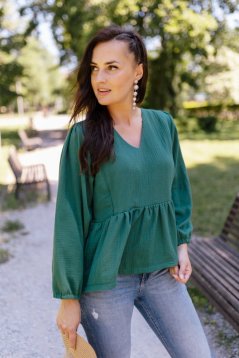 Muslin blouse "Boho Breeze" - emerald