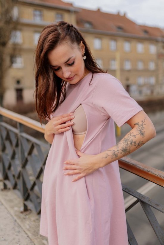 Teplákové šaty "Luna" – Starorůžová - Velikost: XS/S