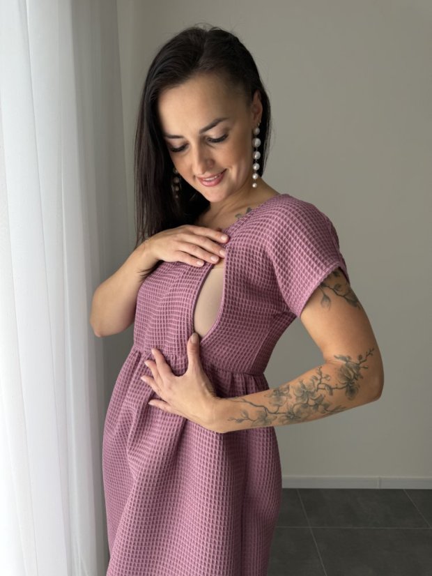 Cotton dress "Waffle" - mauve - Size: XS/S
