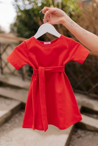 Ačkové oversize šaty MÁMA a DCERA – Červená - Velikost: M/L, Varianta: Nekojo - Klasické, Velikost dětské oblečení: 80-86