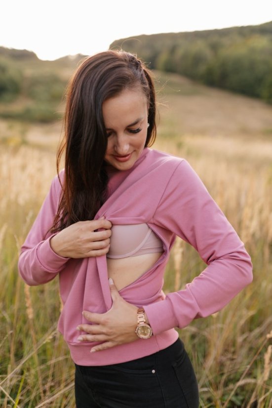 Kojicí mikina - tmavá starorůžová - Velikost: M/L