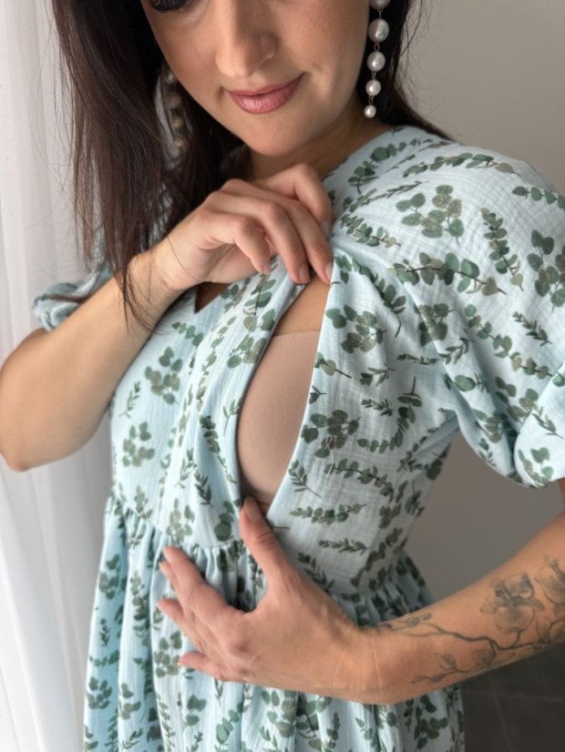 "Boho Breeze" dress MUM AND DAUGHTER - mint leaves - Size: XS/S