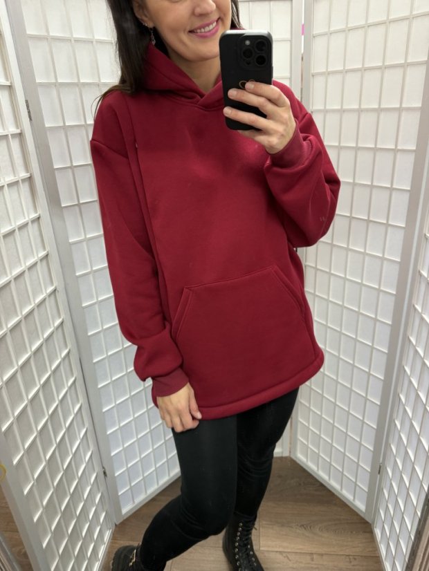 Hoodie mikina ke kojení – bordó - Velikost: XL/2XL