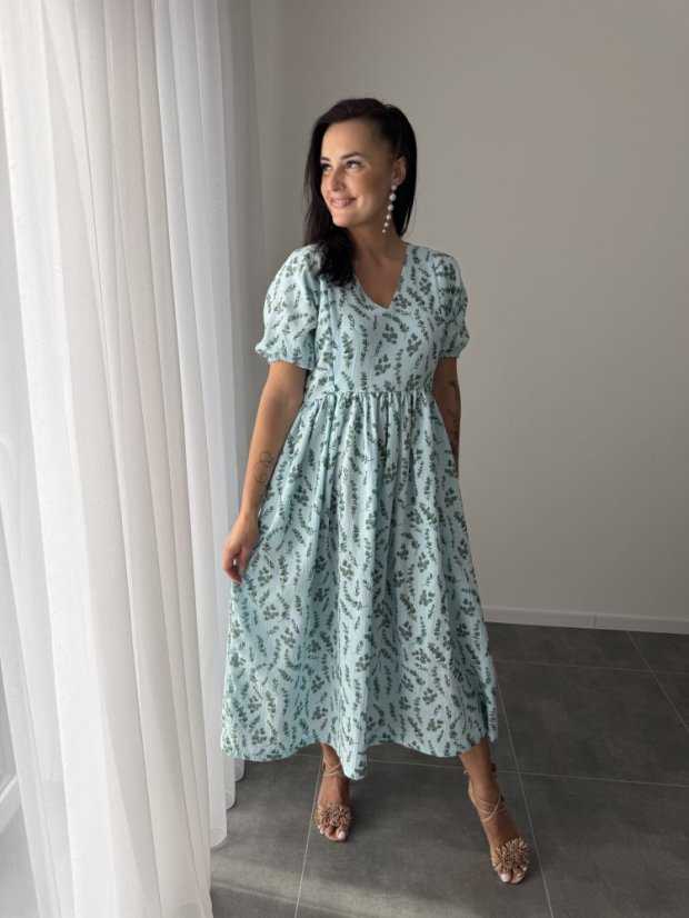 "Boho Breeze" dress -mint leaves - Size: XS/S