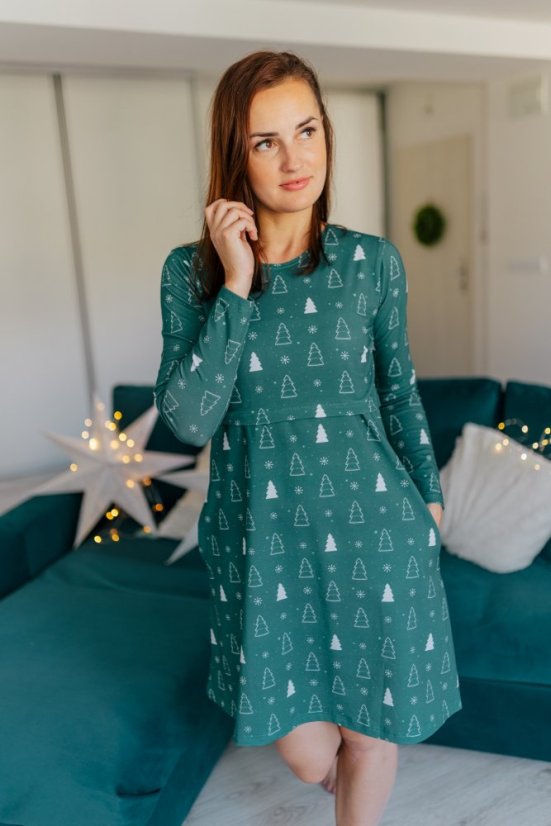 MATCHY A-line Christmas dress - Green trees