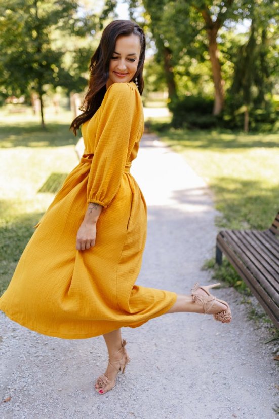 "Boho Breeze" dress - Mustard - Size: 3XL/4XL