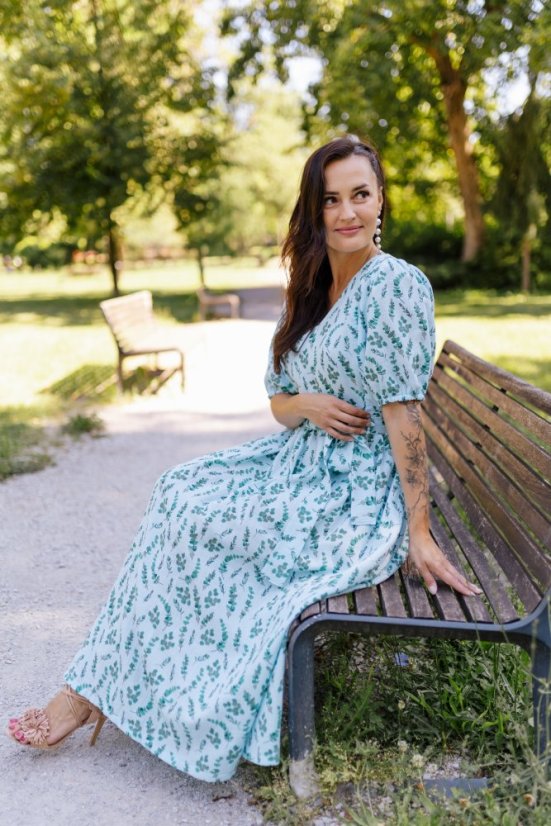 "Boho Breeze" dress MUM AND DAUGHTER - mint leaves - Size: XS/S