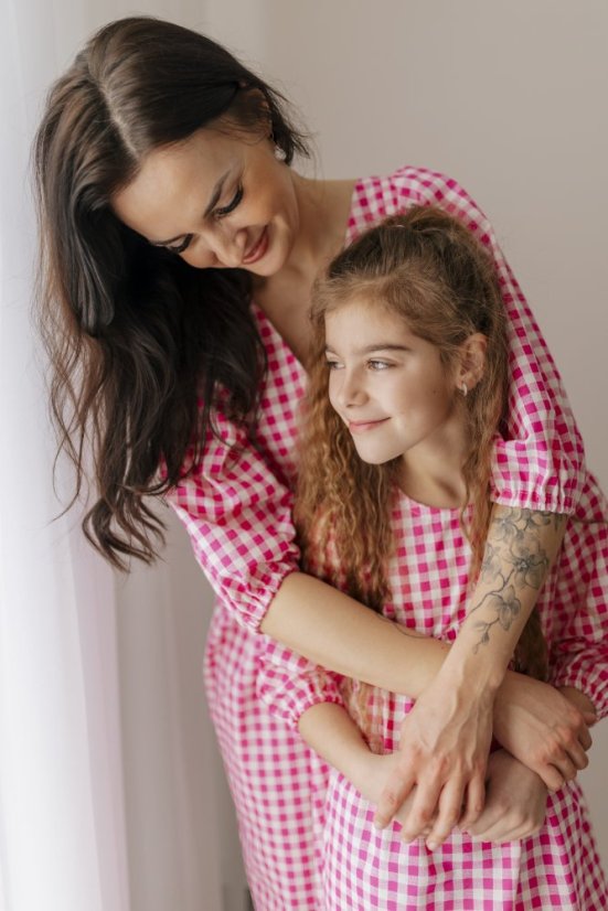 Nursing dress "Tartana" - MOTHER AND DAUGHTER - pink