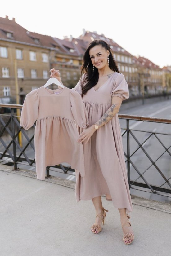 "Boho Breeze" dress MUM AND DAUGHTER - beige - Size: XL/2XL