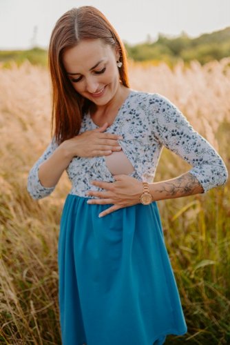 Breastfeeding dress - blue - Size: M