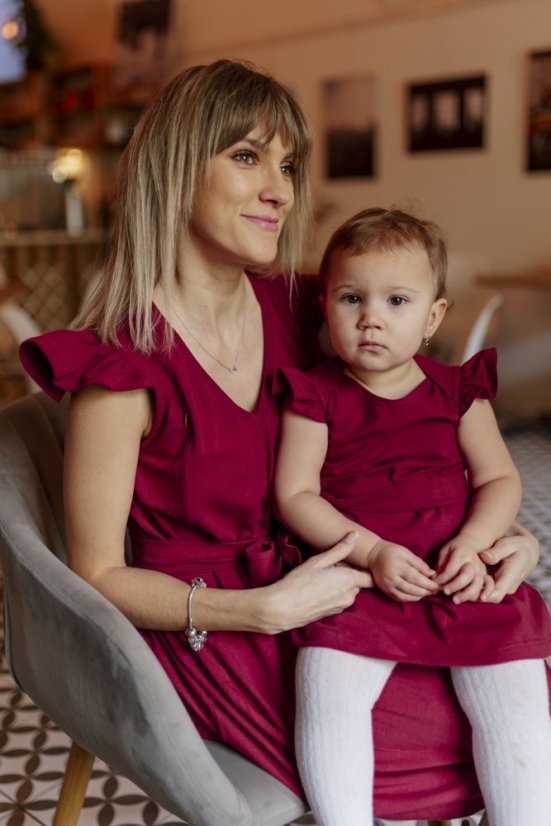Knitted dress "Valencia" - MOM and DAUGHTER - burgundy - Size: XS/S