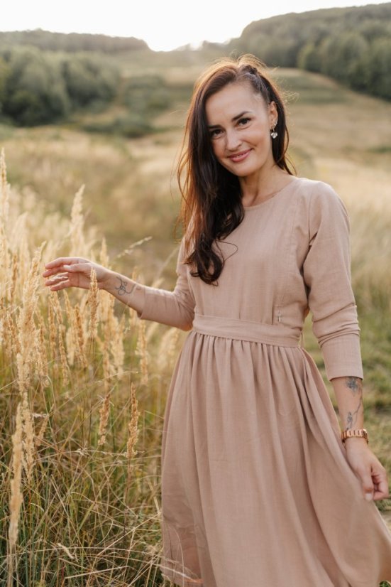 Nursing linen dress "Harmonia pure" - beige