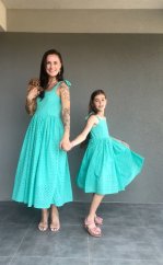 Girls' Madeira dress "Aurela romantic" - turquoise
