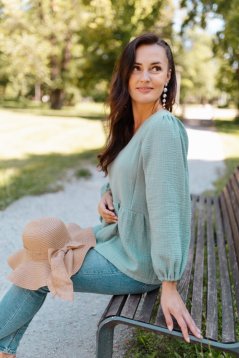 Muslin blouse "Boho Breeze" - powder mint