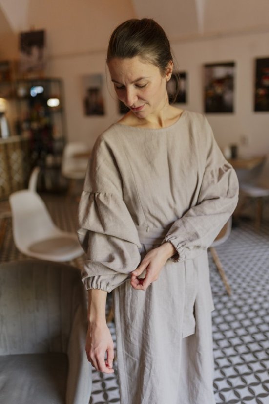 "Maison Linen" dress - sandy - Size: XL/2XL