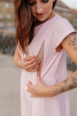 Elegantní šaty ke kojení – Bledě růžové
