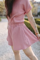 Mušelínové elegantní kraťasy - tmavá starorůžová