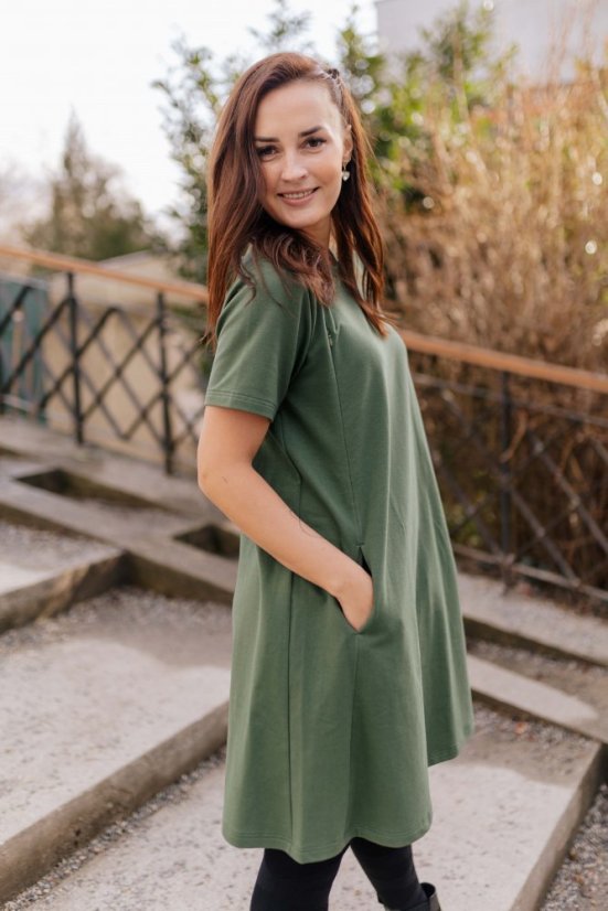 "Luna" Basic Dress - MUM AND DAUGHTER – Army green - Size: M/L