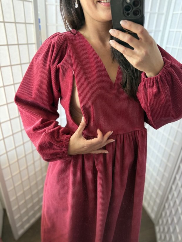 “Boho Corduroy” Dress – dark antique pink - Size: XS/S