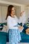 Christmas dress with gathered skirt - Blue birds