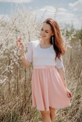 Společenské šaty ke kojení – bílo růžové
