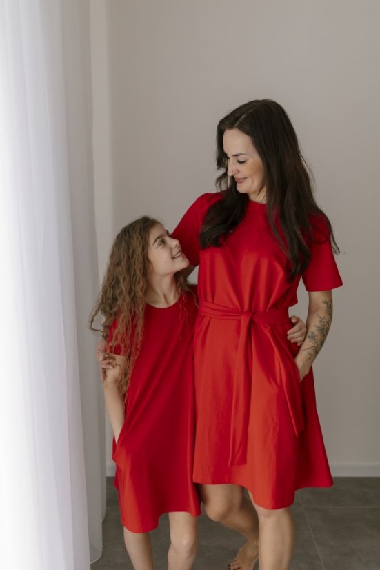 "Luna" Basic Dress - MUM AND DAUGHTER – Red - Size: M/L
