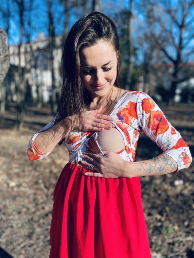 Dámské šaty „Bohemie“– červené máky - Velikost: XL