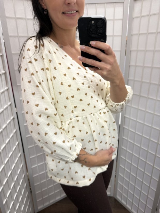 Mušelínová halenka s výstřihem - srdíčka - Velikost: XL/2XL