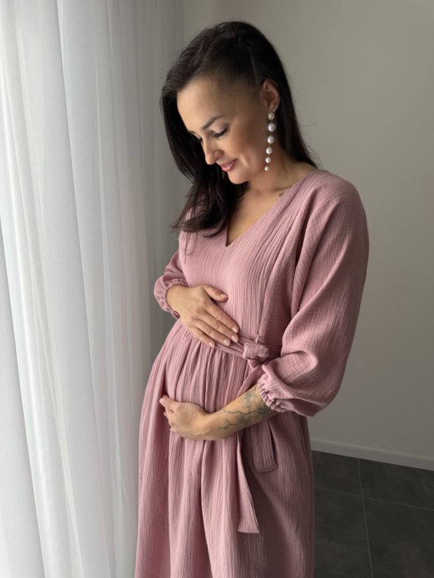 "Boho Breeze" dress MUM AND DAUGHTER - dark old pink - Size: XS/S