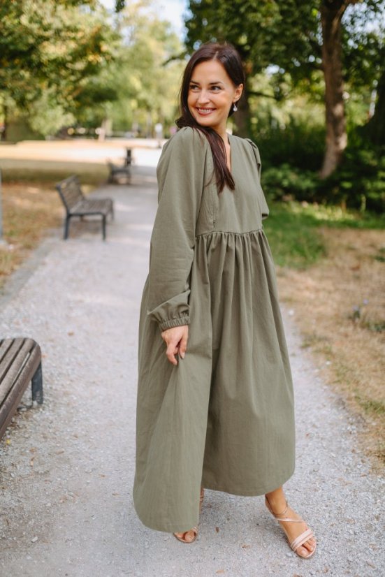 “Boho Cotton” Dress – army green - Size: M/L