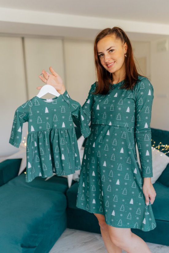 MATCHY A-line Christmas dress - Green trees