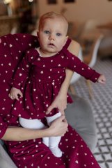 Girls tracksuit dress - gold hearts on bordó