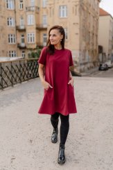 Oversized A-line dress - Burgundy