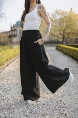 Long muslin maxi pants - black