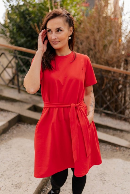 "Luna" Basic Dress - Red - Size: XXS