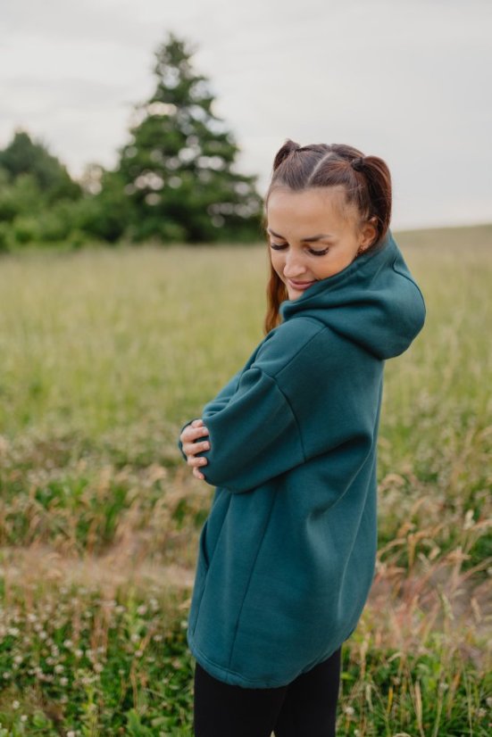 Hoodie mikina ke kojení – Smaragdová - Velikost: XXS