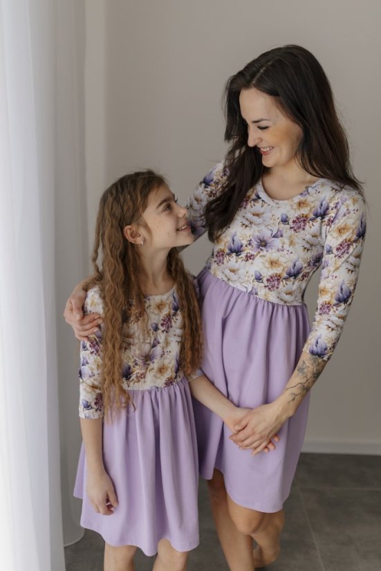 "Bohemia" dress - MOM and DAUGHTER - LILA flowers - Size: 2XL
