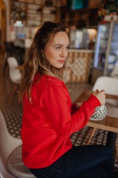 Oversize svetřík/mikina ke kojení – Červená