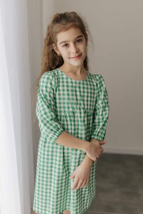 Breastfeeding "Tartana" dress - MOTHER AND DAUGHTER - green