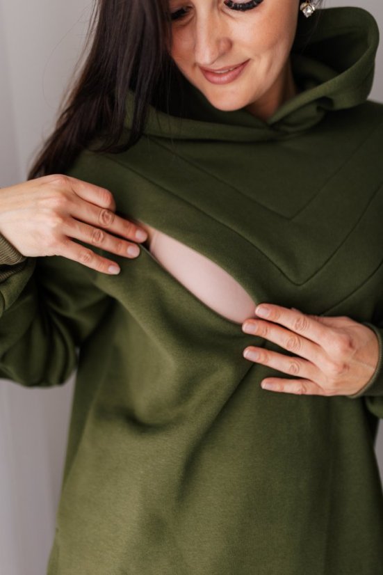 Asymmetrical warm sweatshirt – khaki green - Size: UNI