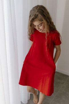Girls' dress "Luna" basic - Red