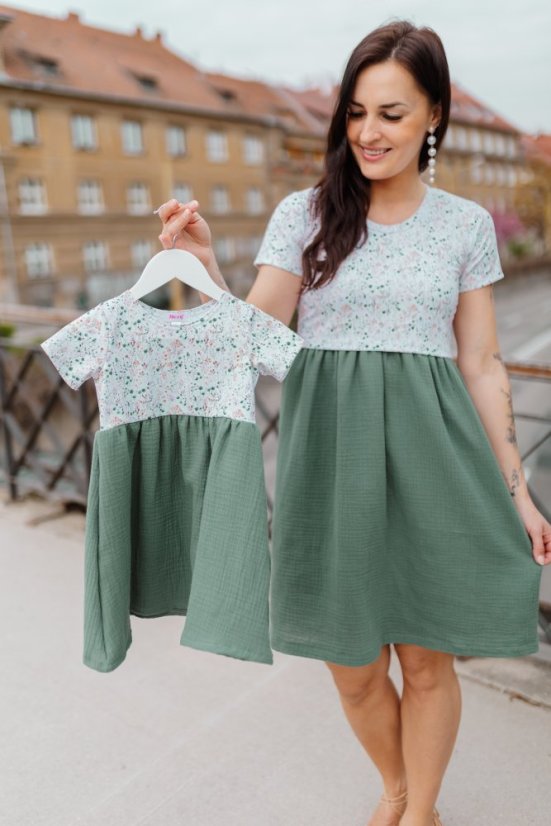 MATCHY Dress "Bohemia" Muslin - mint flowers