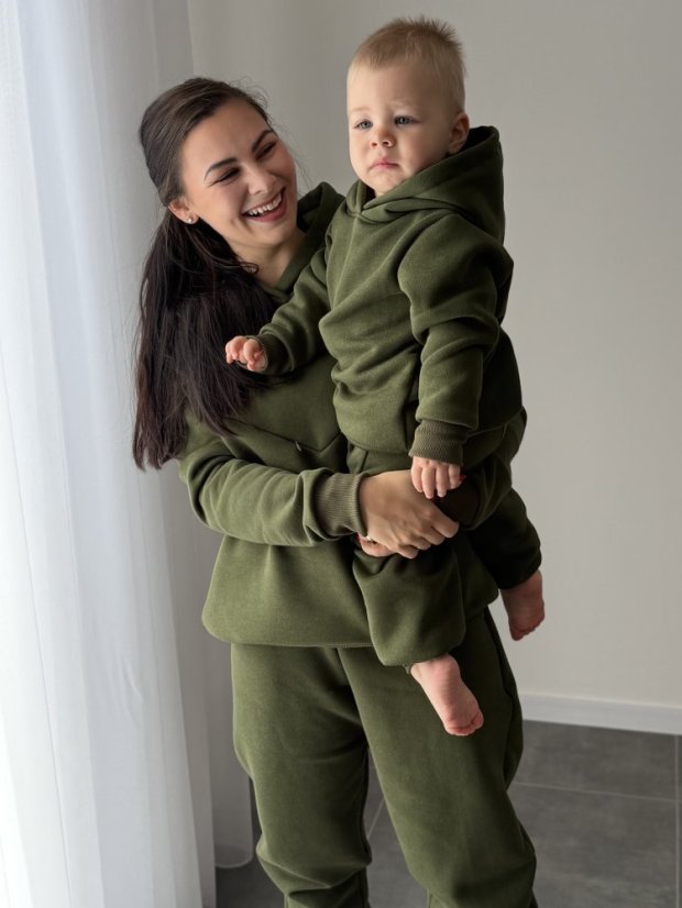 Warm tracksuit with hood - MAMA and MINI - various colors