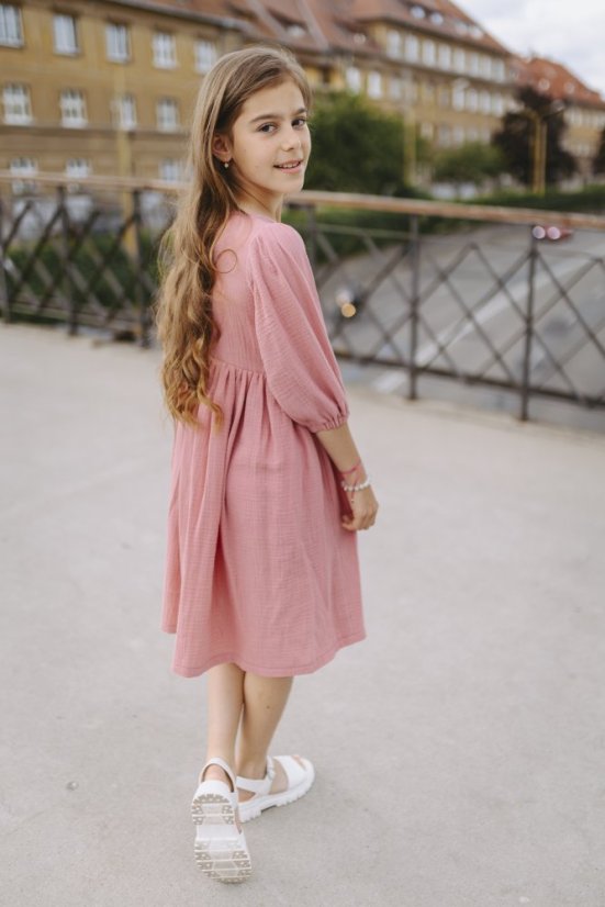 "Boho Breeze" dress MUM AND DAUGHTER - dark old pink - Size: XS/S