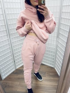 High-waisted sweatpants – old pink