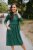 Nursing MIDI dress - golden hearts on emerald
