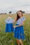 Mušelínové šaty ke kojení - MAMA a DCERA –modré květiny - Velikost: XL