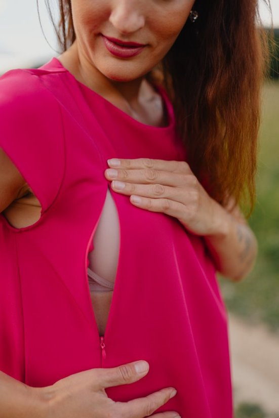 Elegantní šaty ke kojení – Malinové - Velikost: XL/2XL