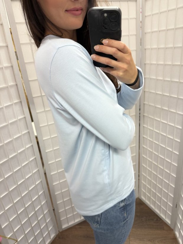 Bavlněné oversize prodloužené tričko - light blue